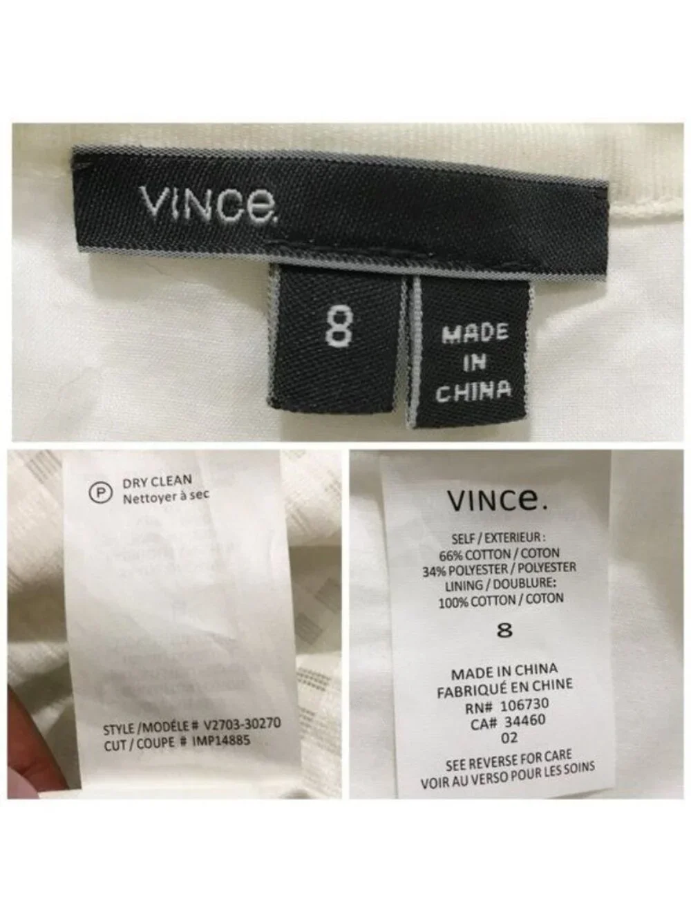 Vince white  checked pleated mini skirt, size 8 - Picture 4 of 10